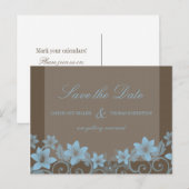 青い素朴フローラ日付はがきを保存 案内ポストカード (正面/裏面)