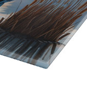 青い素朴ボート朝の空の反射 カッティングボード (角)