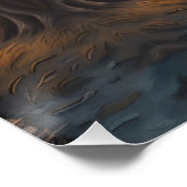 青い素朴ボート朝の空の反射 ポスター (コーナー)