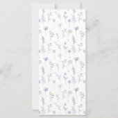 青い素朴ワイルドフラワーの庭園の結婚式カード (裏面)