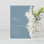 青い素朴写モダン真結婚式招待状 招待状 (スタンド正面)