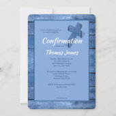 青い素朴写真の確認招待状 招待状 (裏面)