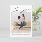 青い素朴冬の植物写真の休日 招待状 (スタンド正面)