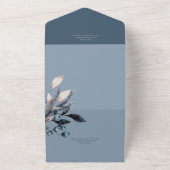 青い素朴冬の葉の青詳細 オールインワン招待状 (外側)