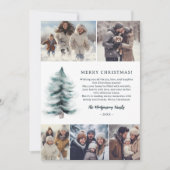 青い素朴冬の雪の松クリスマス5枚の写真 シーズンカード (正面)