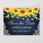 青い素朴木のライトサンフラワー日付を保存 案内ポストカード (正面)