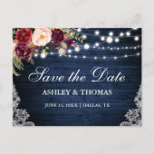 青い素朴木のライトレースフローラ日付を保存 案内ポストカード (正面)