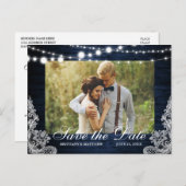 青い素朴木のライトレース写真の日付を保存 ポストカード (正面/裏面)