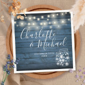 青い素朴木の弦のライトメイスンジャー結婚ズ スタンダードカクテルナプキン