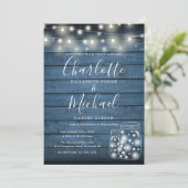 青い素朴木の弦のライトメイスンジャー結婚ズ 招待状 (スタンド正面)