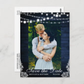 青い素朴木の文字列のライトレース日付を保存 ポストカード (正面/裏面)