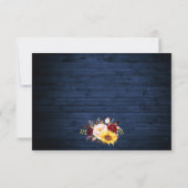 青い素朴木の糸ライトレースフローラ結婚 出欠カード (裏面)