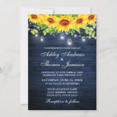 青い素朴木ひまわりフローラのJARライト写真 招待状 (正面)