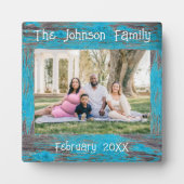 青い素朴木動揺しての名前フォトフレーム フォトプラーク (正面)