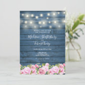 青い素朴木弦ライトフローラ結婚ズ 招待状 (スタンド正面)