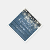 青い素朴木製ストリングライトリタイアメントパーティー スタンダードカクテルナプキン (角)