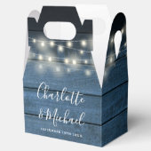 青い素朴木製ストリングラ結婚イト フェイバーボックス (オープン)