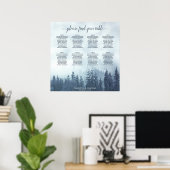 青い素朴松8テーブル座席表 ポスター (ホームオフィス)