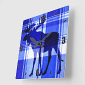 青い素朴格子窓の時計 スクエア壁時計 (傾斜)