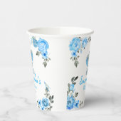 青い素朴男の子ゾウのテーブルのデコ赤ちゃんシャワー 紙コップ (左)