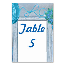 青い素朴結婚性スタイル テーブルナンバー