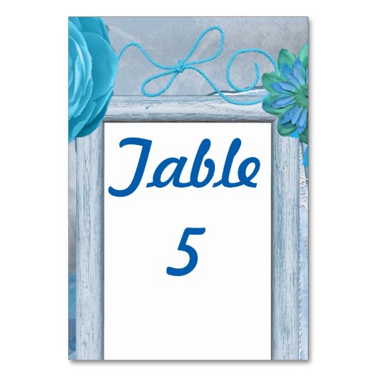 青い素朴結婚性スタイル テーブルナンバー (正面)