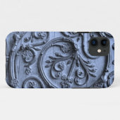青い素朴背景に木目のスクロールパターン Case-Mate iPhoneケース (裏面(横))