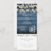 青い素朴葉のメイスンが結婚身に染み込む 招待状 (正面)