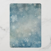 青い素朴雪の写真冬のクリスマス 箔シーズンカード (裏面)