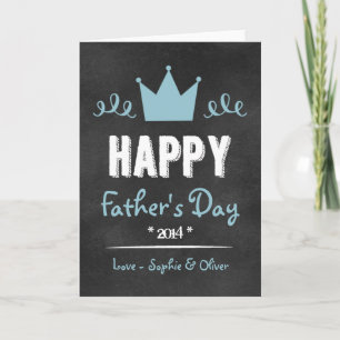 青い素朴黒板   Happy Father's Day Card カード