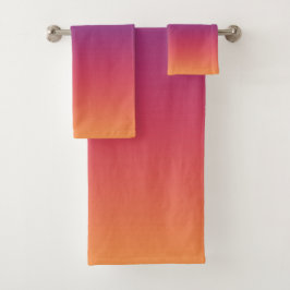 青い紫とオレンジのグラデーション バスタオルセット