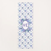 青い紫と緑の結晶 ヨガマット (正面)