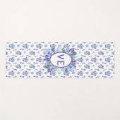 青い紫と緑の結晶 ヨガマット (正面(横))