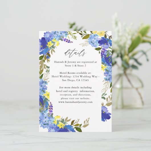 青い紫と黄のフローラ詳細エンクロージャカード エンクロージャーカード (スタンド正面)