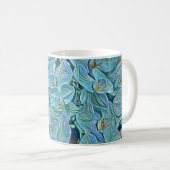 青い紫のかわいい蘭絵画の花 コーヒーマグカップ (正面右)