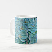 青い紫のかわいい蘭絵画の花 コーヒーマグカップ (正面左)