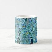 青い紫のかわいい蘭絵画の花 コーヒーマグカップ (中央)