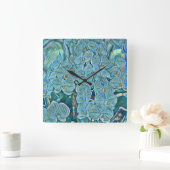 青い紫のかわいい蘭絵画の花 スクエア壁時計 (ホーム)
