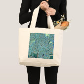 青い紫のかわいい蘭絵画の花 ラージトートバッグ (正面(商品))
