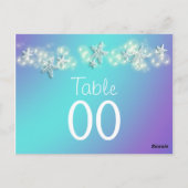青い紫のビーチヒトデのテーブル番号 ポストカード (裏面)