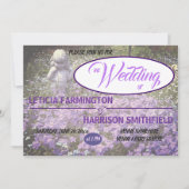 青い紫のフロックスとワスレナグサの少女の像 招待状 (正面)