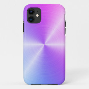 青い紫の放射状メタリック カスタム件 iPhone 11 ケース