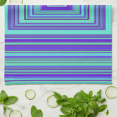 青い紫の緑の四角形ジオメトリアート キッチンタオル (折り畳み)