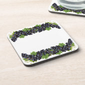 青い紫の葡萄と白葉色の緑 コースター (左側)