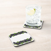 青い紫の葡萄と白葉色の緑 コースター (右側)