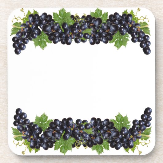 青い紫の葡萄と白葉色の緑 コースター (正面)