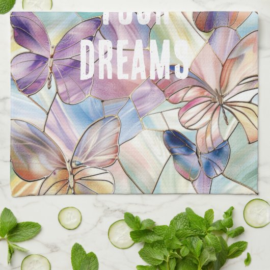 青い紫の蝶 キッチンタオル (折り畳み)