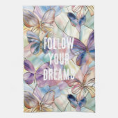 青い紫の蝶 キッチンタオル (縦)