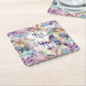 青い紫の蝶 ペーパーコースター (アングル)