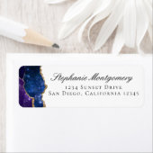 青い紫の金ゴールド静脈瑪瑙アドレス ラベル (インサイチュ)